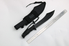 Ready to Ship ！14.5 Inches Machete with Reverse Serrations Black Stainless Steel Blade w/ Reverse Serrations, Full Tang , Nylon Sheath, Outdoor, Hunt, Camp, Hike, Survival