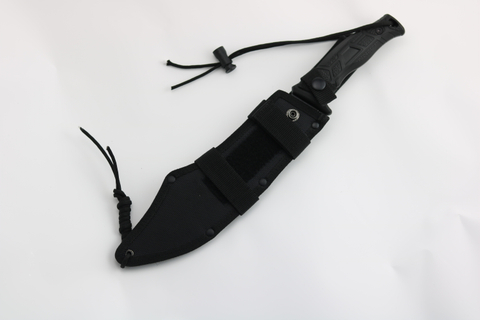 Ready to Ship ！14.5 Inches Machete with Reverse Serrations Black Stainless Steel Blade w/ Reverse Serrations, Full Tang , Nylon Sheath, Outdoor, Hunt, Camp, Hike, Survival